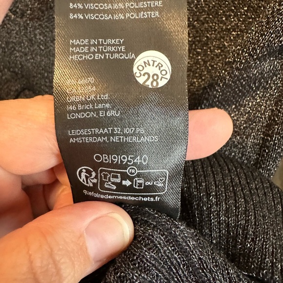 Anthropologie NWT Twofer Black Metallic Shimmer V Neck Pullover Sweater Medium‎ - Picture 6 of 7